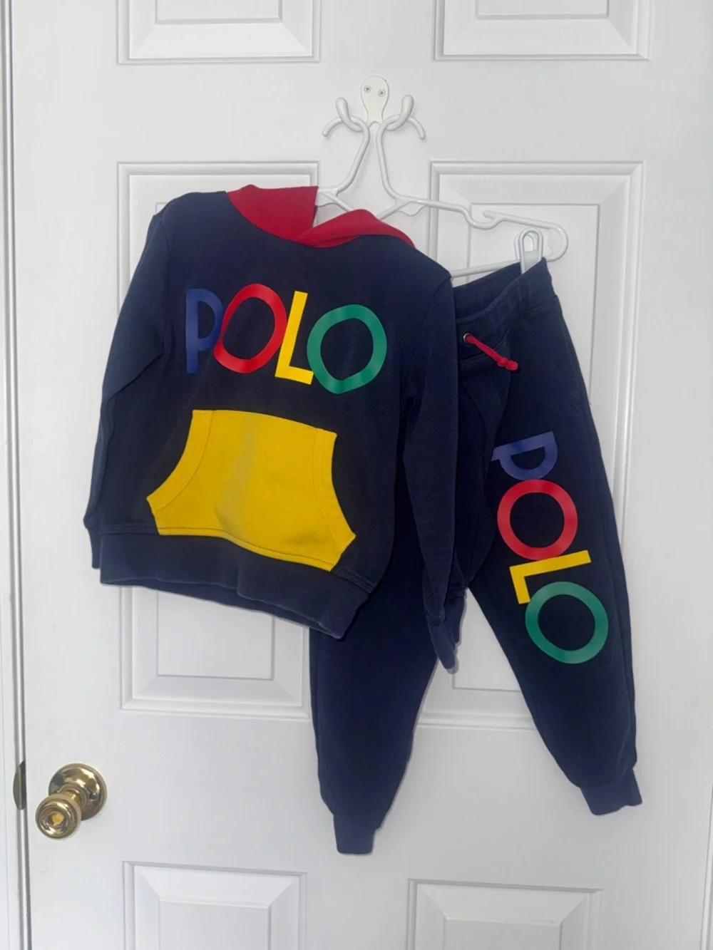 Polo by Ralph Lauren Navy Kids Colorblock Hoodie & Joggers with Rainbow POLO